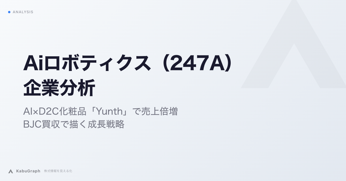 Aiロボティクス（247A）の企業分析｜AI×D2C化粧品「Yunth」で売上倍増、BJC買収で描く成長戦略