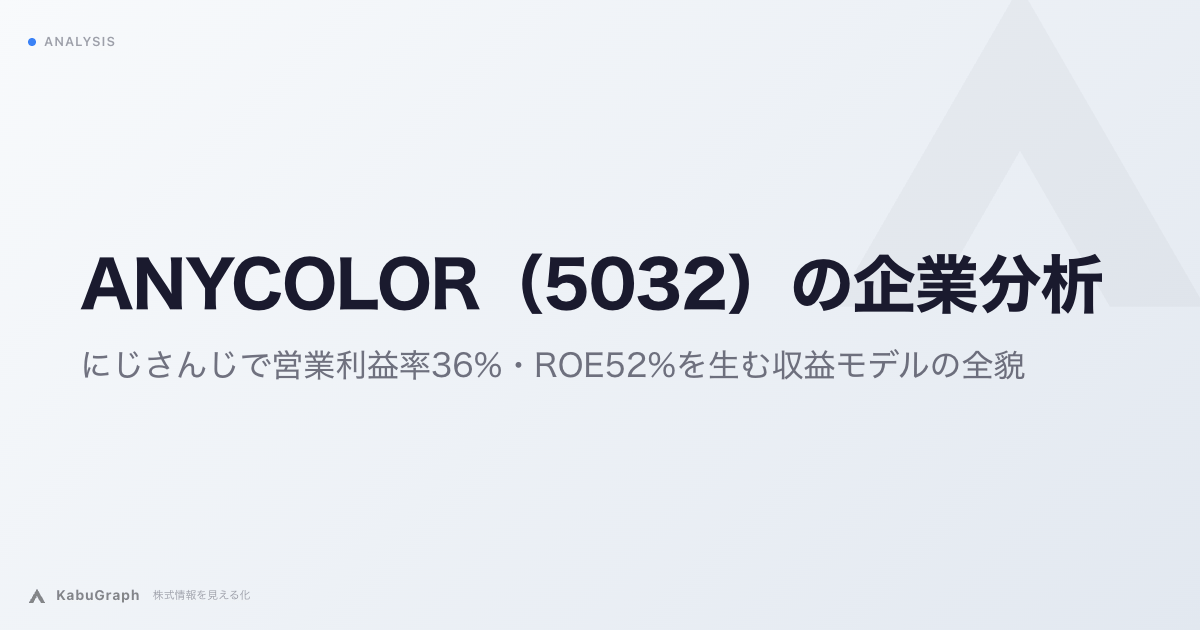 ANYCOLOR（5032）の企業分析｜にじさんじで営業利益率36%・ROE52%を生む収益モデルの全貌
