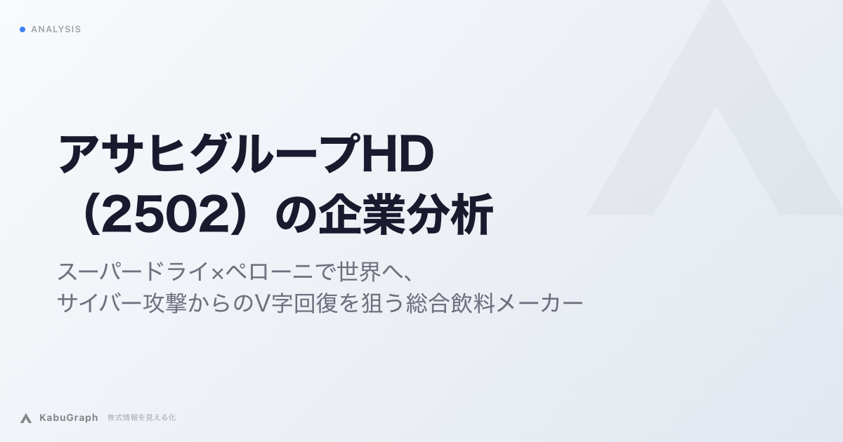 アサヒグループHD（2502）の企業分析｜スーパードライ×ペローニで世界へ、サイバー攻撃からのV字回復を狙う総合飲料メーカー