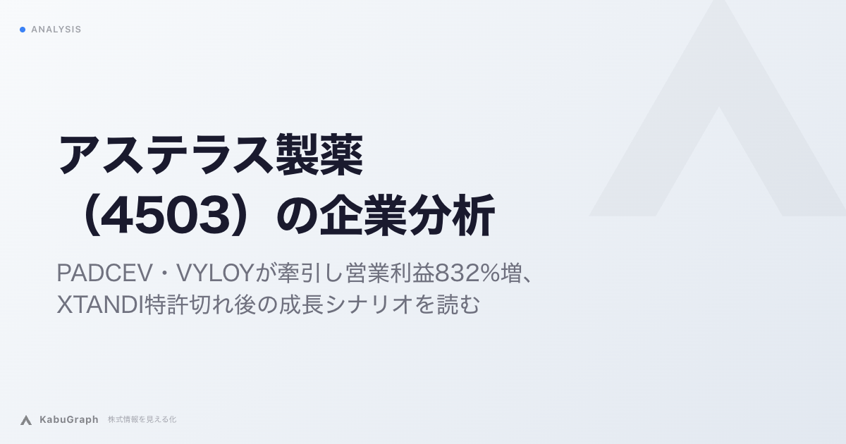 アステラス製薬（4503）の企業分析｜PADCEV・VYLOYが牽引し営業利益832%増、XTANDI特許切れ後の成長シナリオを読む