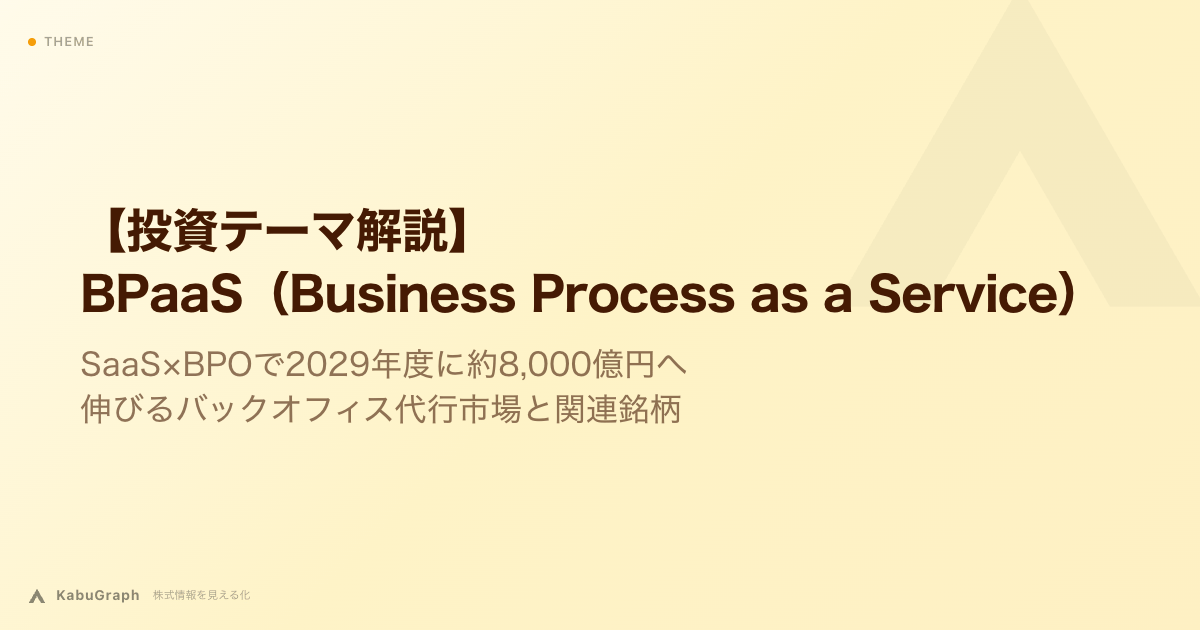 【投資テーマ解説】BPaaS(Business Process as a Service)|SaaS×BPOで2029年度に約8,000億円へ伸びるバックオフィス代行市場と関連銘柄