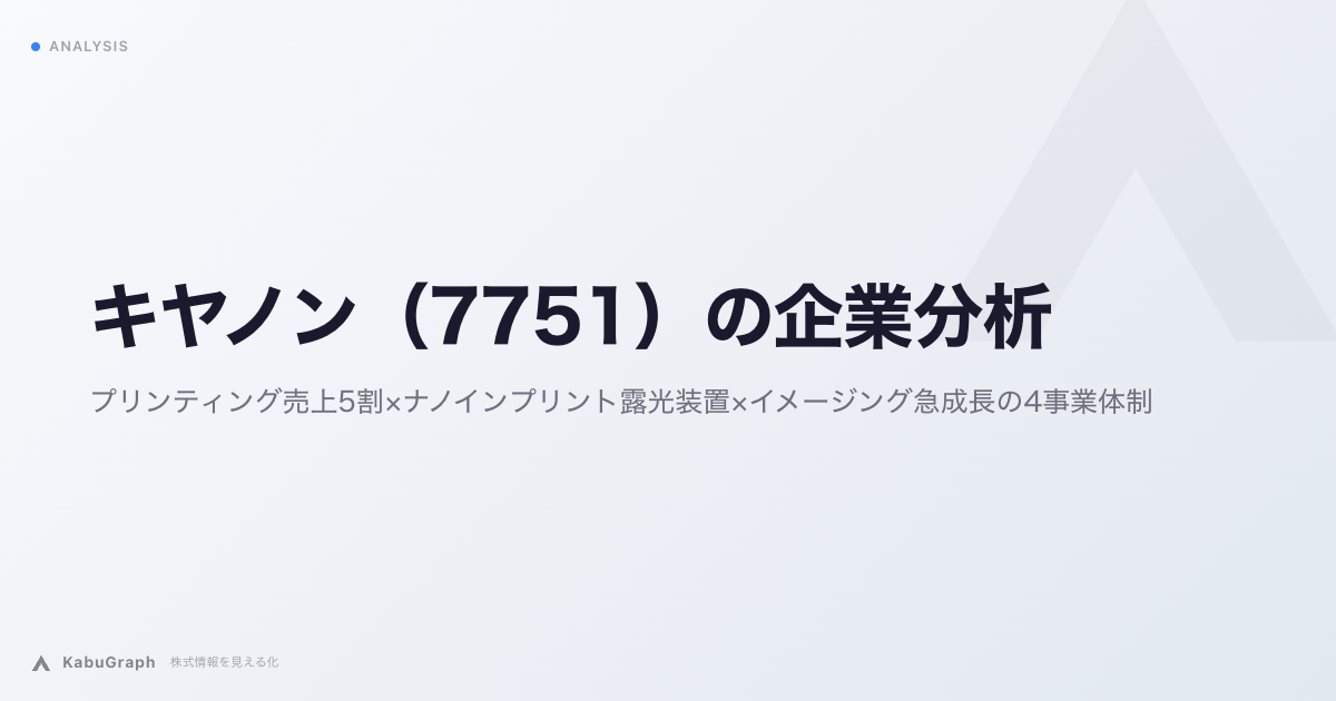 キヤノン（7751）の企業分析｜プリンティング売上5割×ナノインプリント露光装置×イメージング急成長の4事業体制