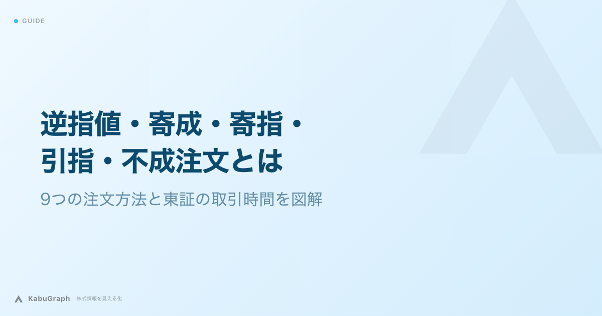 逆指値・寄成・寄指・引指・不成注文とは|9つの注文方法と東証の取引時間を図解