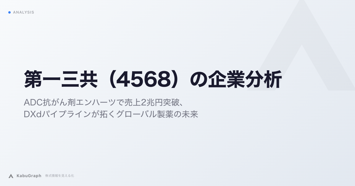 第一三共（4568）の企業分析｜ADC抗がん剤エンハーツで売上2兆円突破、DXdパイプラインが拓くグローバル製薬の未来