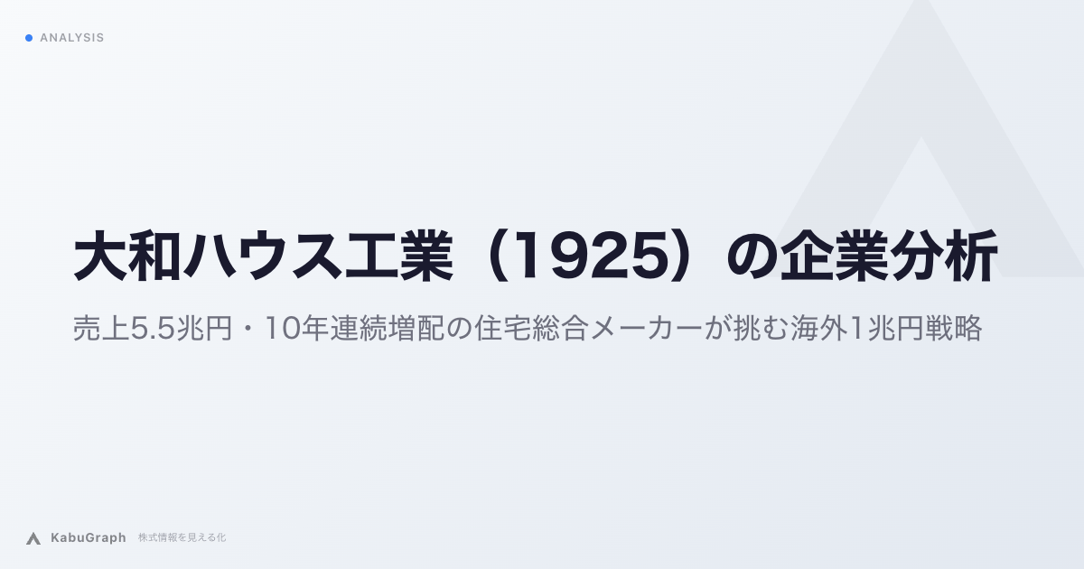 大和ハウス工業（1925）の企業分析｜売上5.6兆円・16期連続増配の住宅総合メーカーが到達した海外売上1兆円