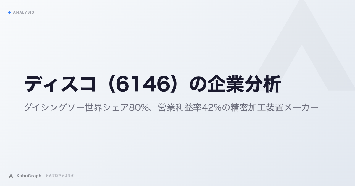 ディスコ（6146）の企業分析｜ダイシングソー世界シェア80%、営業利益率42%の精密加工装置メーカー