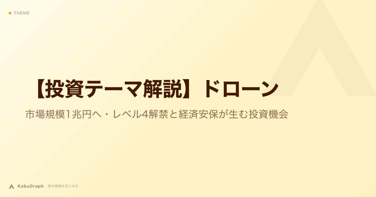 【投資テーマ解説】ドローン｜市場規模1兆円へ・レベル4解禁と経済安保が生む投資機会