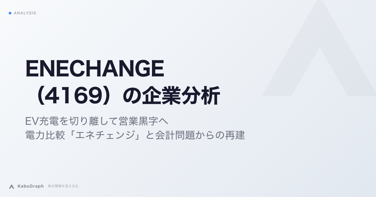 ENECHANGE（4169）の企業分析｜EV充電を切り離して営業黒字へ、電力比較「エネチェンジ」と会計問題からの再建