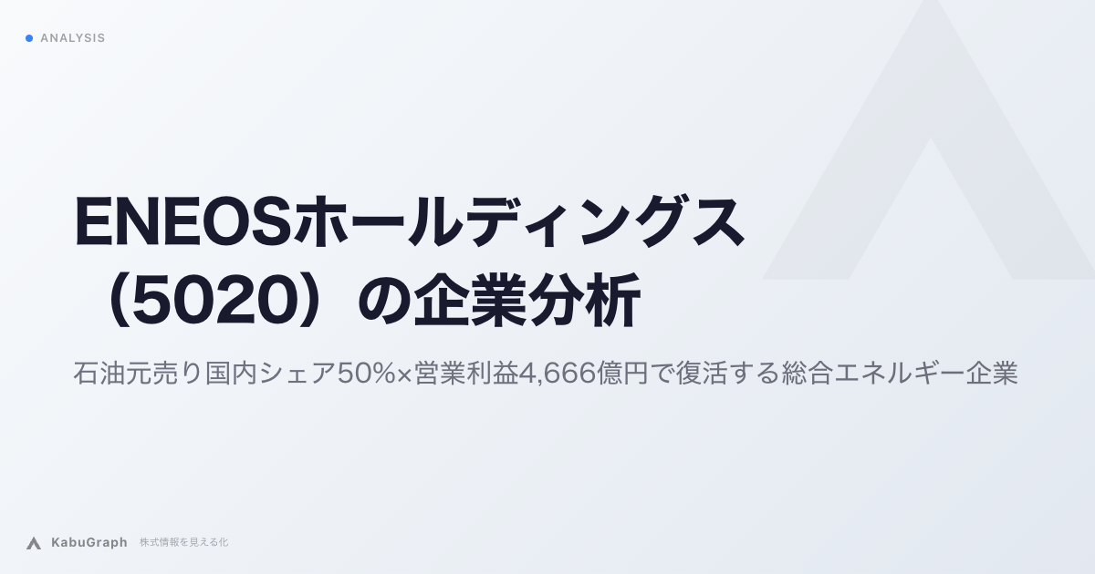 ENEOSホールディングス（5020）の企業分析｜石油元売り国内シェア50%×営業利益4,666億円で復活する総合エネルギー企業