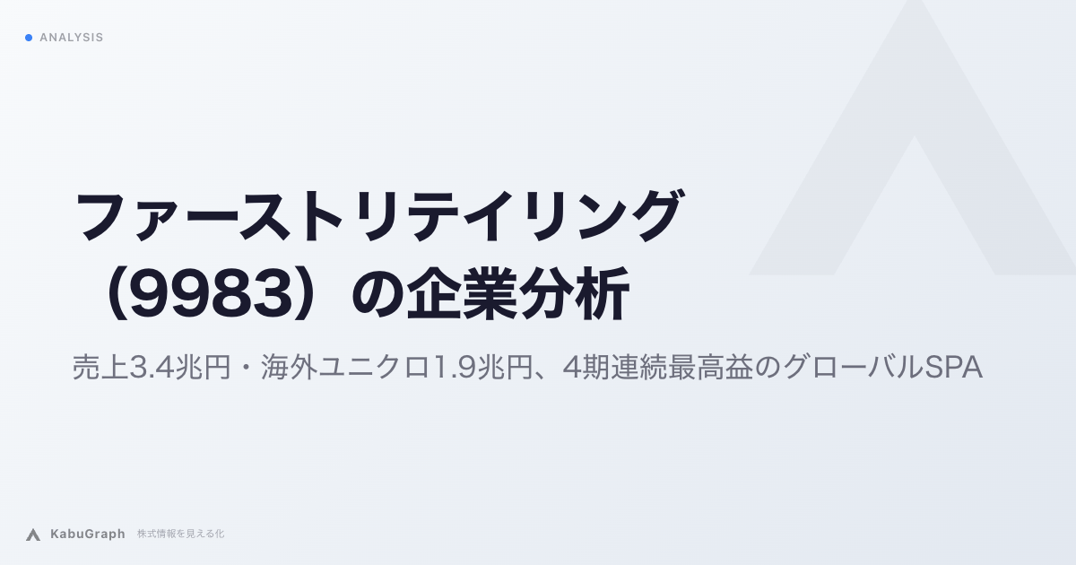 ファーストリテイリング（9983）の企業分析｜売上3.4兆円・海外ユニクロ1.9兆円、4期連続最高益のグローバルSPA