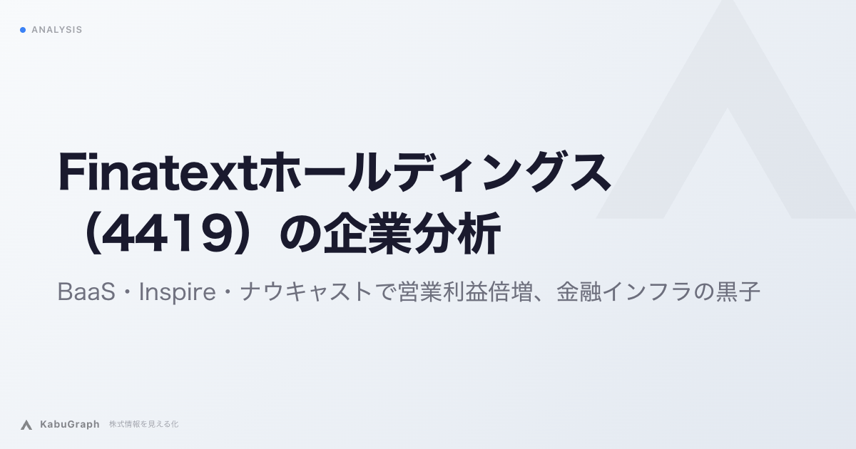 Finatextホールディングス（4419）の企業分析｜証券BaaSとデータAIで営業利益倍増、金融インフラの黒子