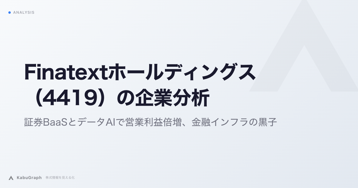 Finatextホールディングス（4419）の企業分析｜証券BaaSとデータAIで営業利益倍増、金融インフラの黒子
