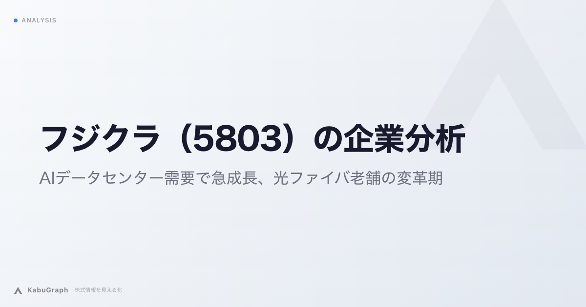 フジクラ（5803）の企業分析｜AIデータセンター需要で急成長、光ファイバ老舗の変革期