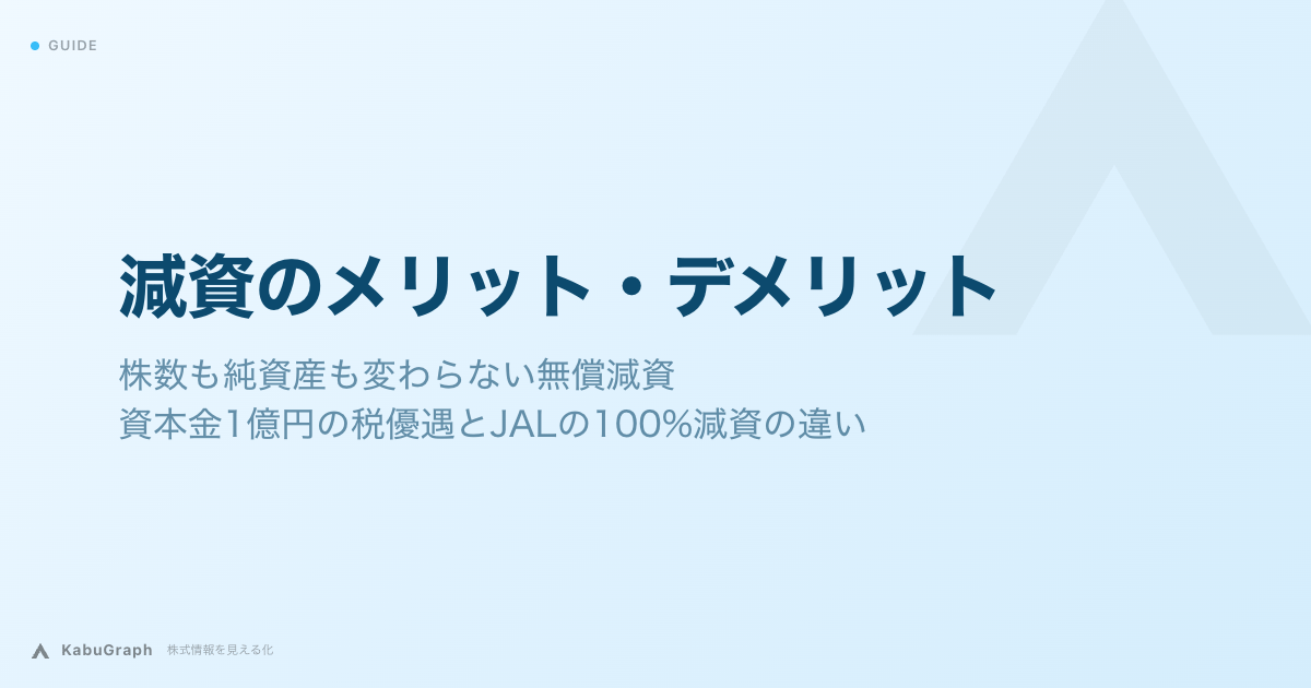 減資のメリット・デメリット|株数も純資産も変わらない無償減資、資本金1億円の税優遇とJALの100%減資の違い