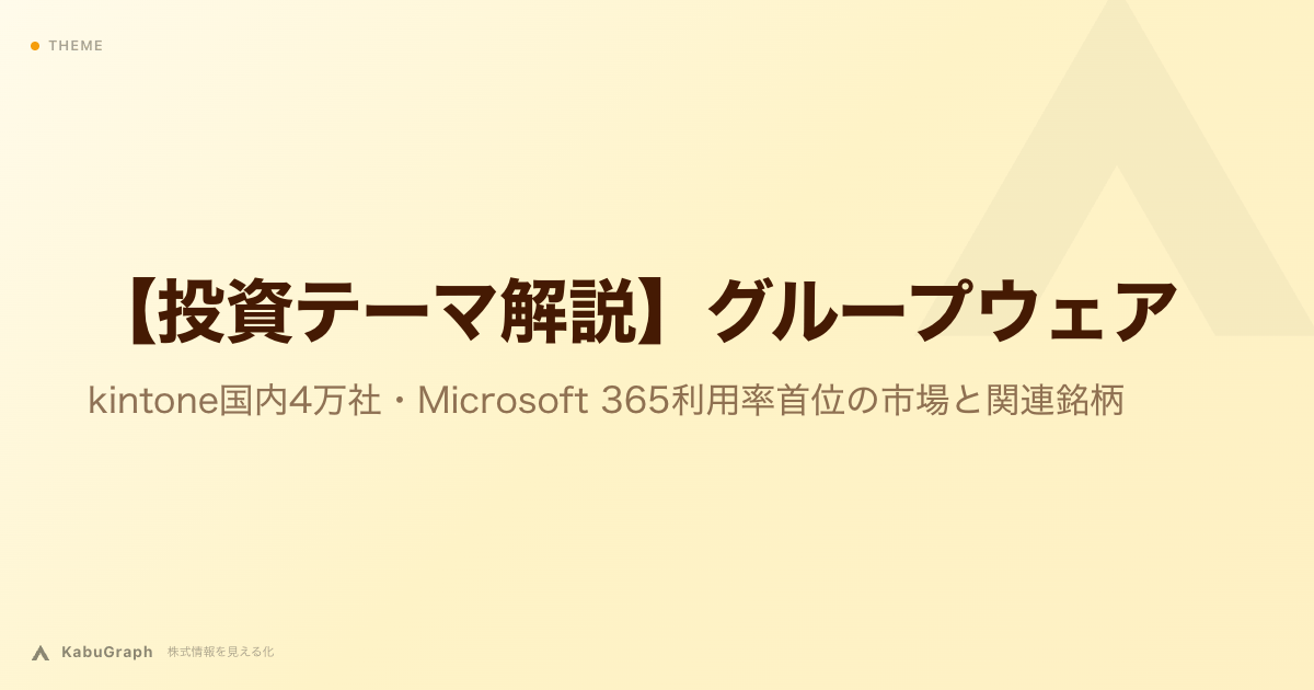 【投資テーマ解説】グループウェア|kintone国内4万社・Microsoft 365利用率首位の市場と関連銘柄