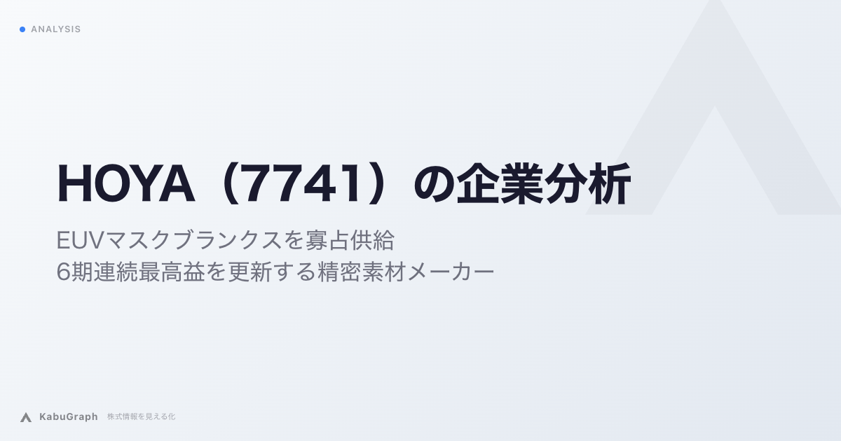 HOYA（7741）の企業分析｜EUVマスクブランクスを寡占供給、6期連続最高益を更新する精密素材メーカー