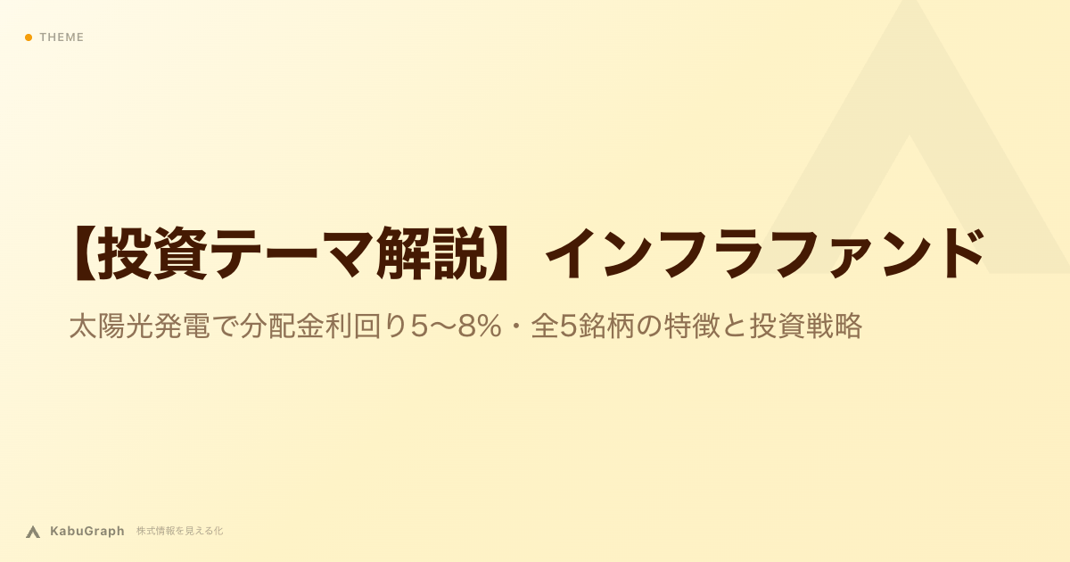 【投資テーマ解説】インフラファンド｜太陽光発電で分配金利回り5〜8%・全5銘柄の特徴と投資戦略