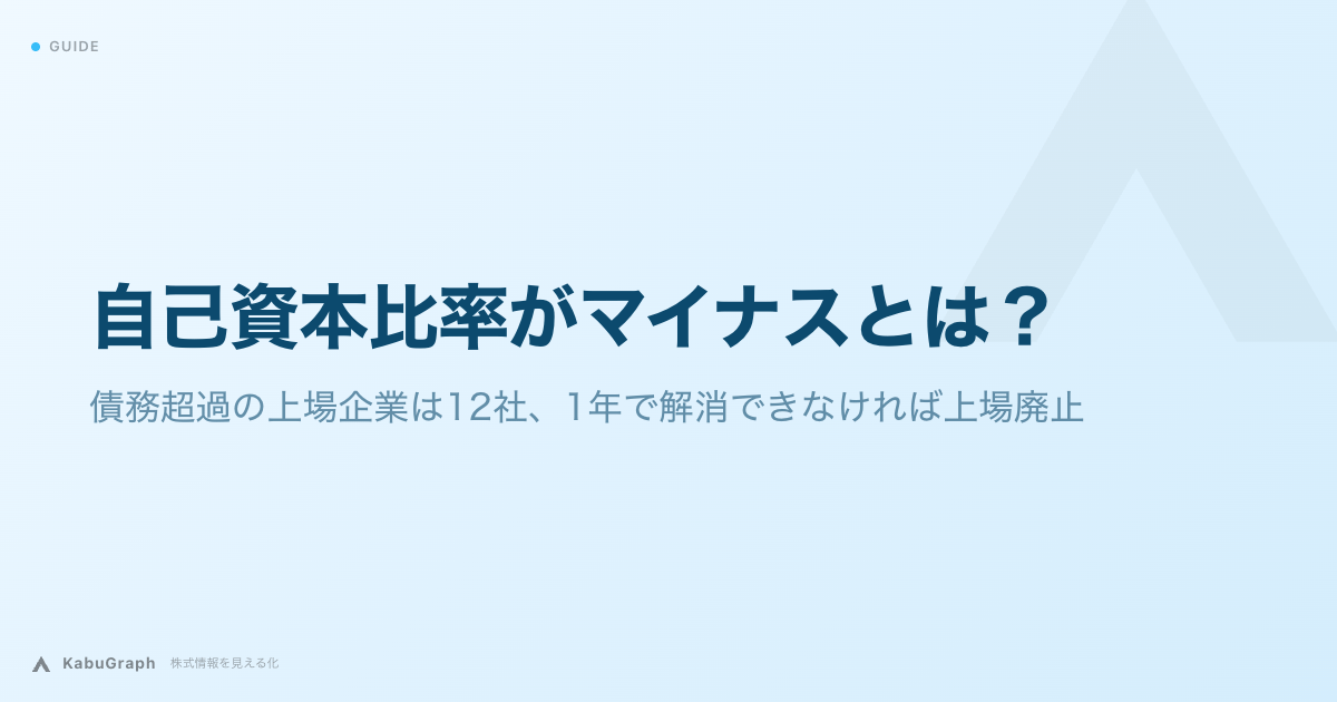 自己資本比率がマイナスとは？｜債務超過の上場企業は12社、1年で解消できなければ上場廃止