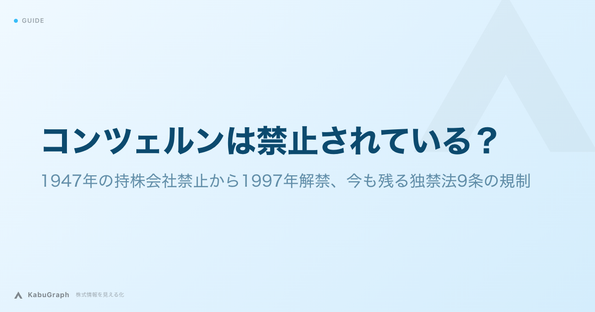 コンツェルンは今も禁止されている？｜1947年の禁止から1997年解禁、独禁法9条に残る規制
