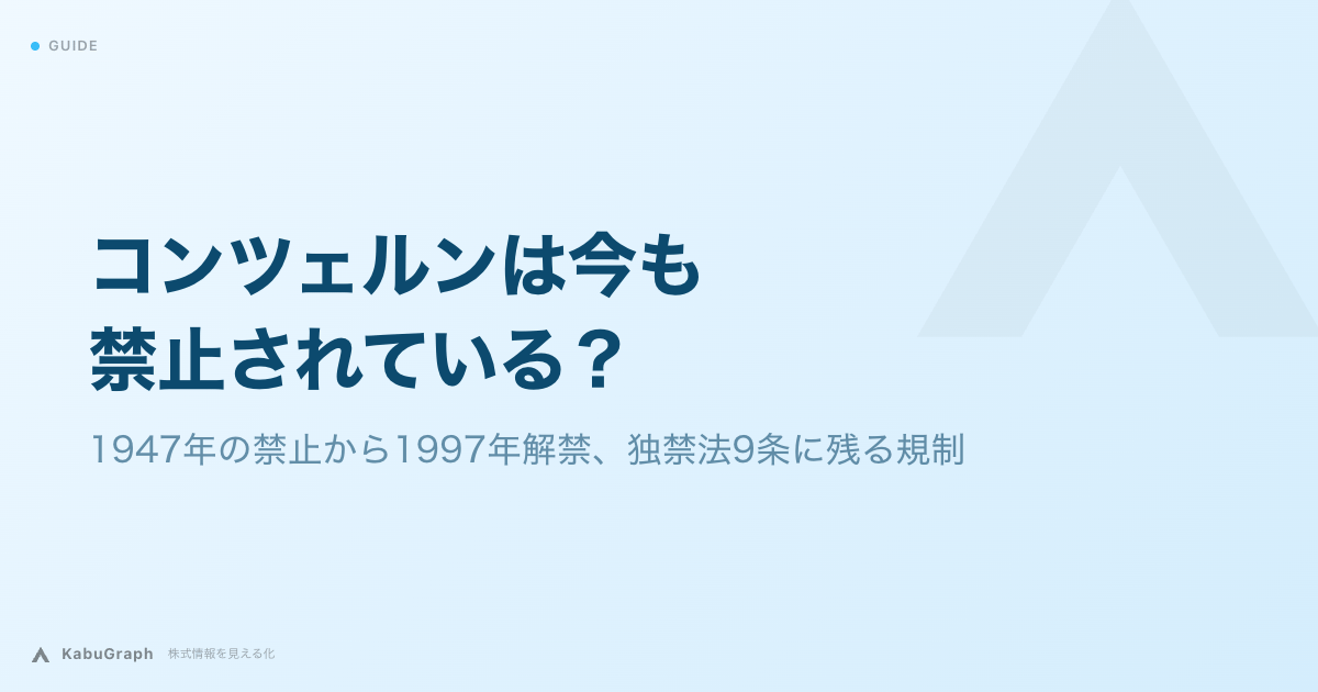 コンツェルンは今も禁止されている?|1947年の禁止から1997年解禁、独禁法9条に残る規制