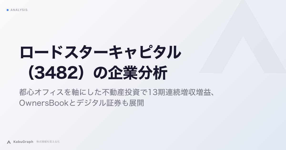 ロードスターキャピタル(3482)の企業分析|都心オフィスを軸にした不動産投資で13期連続増収増益、OwnersBookとデジタル証券も展開