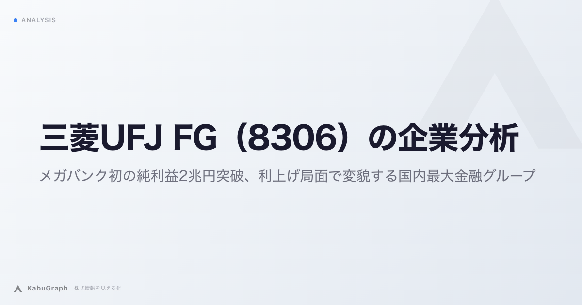 三菱UFJ FG（8306）の企業分析｜メガバンク初の純利益2兆円突破、利上げ局面で変貌する国内最大金融グループ