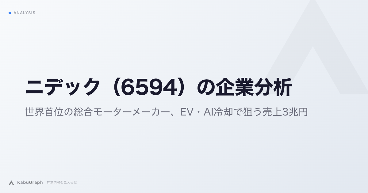 ニデック（6594）の企業分析｜世界首位のモーターメーカー、AI液冷の成長と会計不正1,607億円・特別注意銘柄の重荷