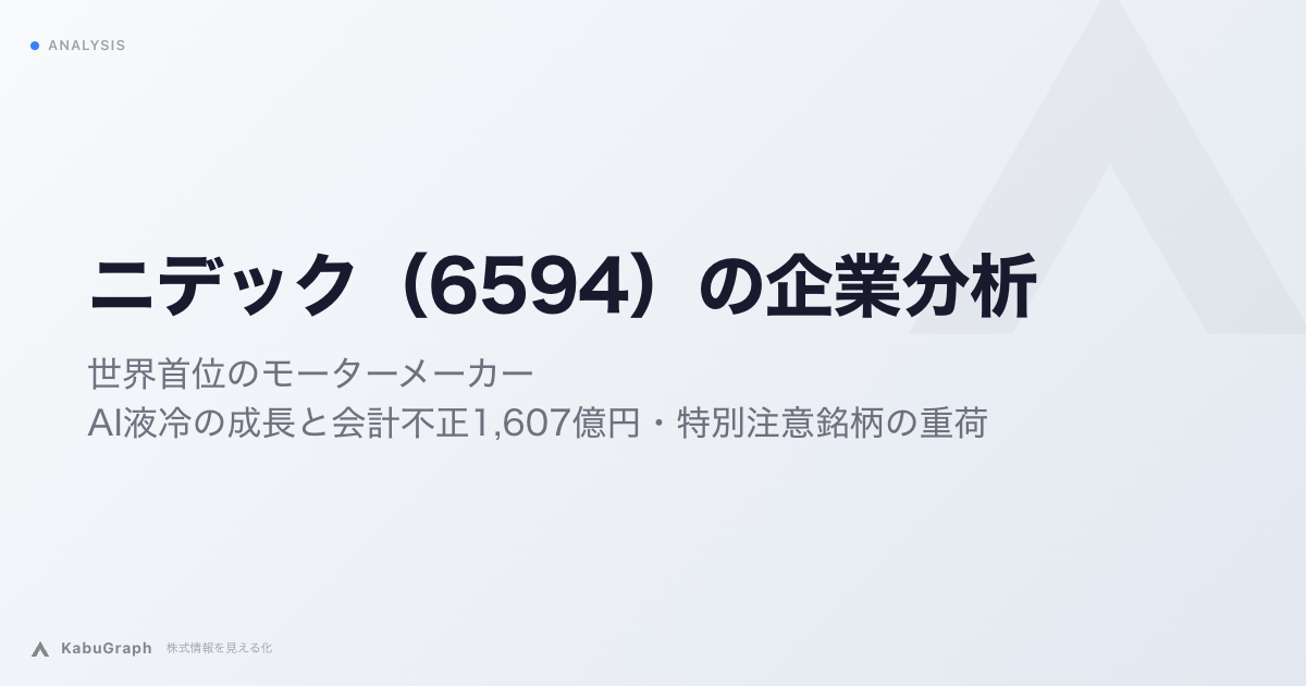 ニデック（6594）の企業分析｜世界首位のモーターメーカー、AI液冷の成長と会計不正1,607億円・特別注意銘柄の重荷