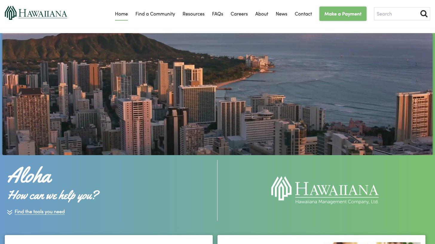 ハワイアナ社（Hawaiiana Management Company）の公式サイトのトップページ