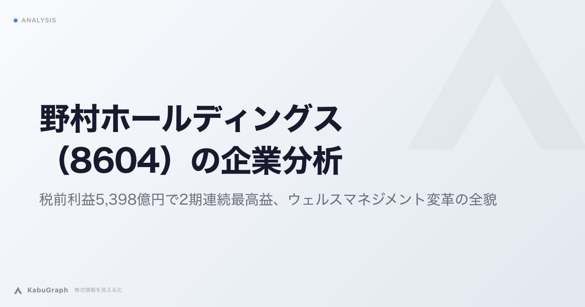 野村ホールディングス（8604）の企業分析｜税前利益5,398億円で2期連続最高益、ウェルスマネジメント変革の全貌