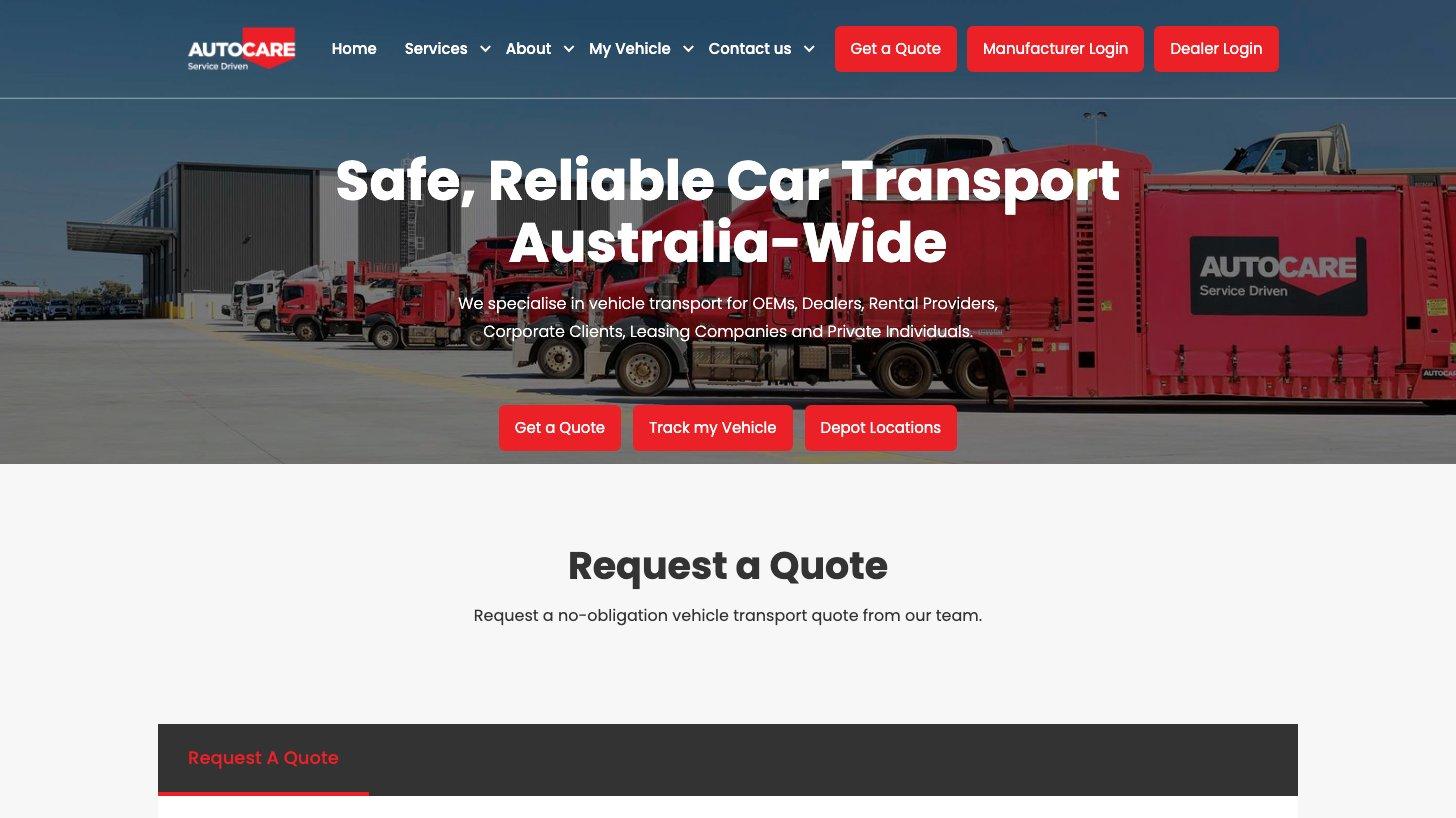 Autocareの公式サイトのトップページ
