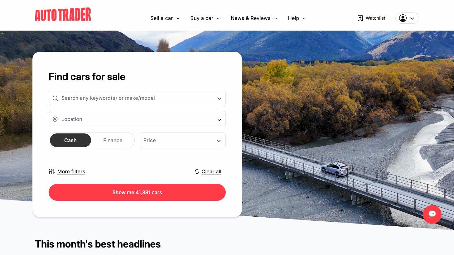 ニュージーランドの中古車売買サイトAuto Traderのトップページ