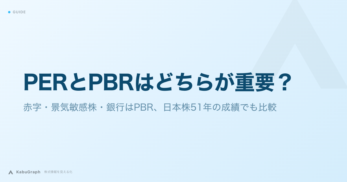 PERとPBRはどちらが重要？｜赤字・景気敏感株・銀行はPBR、日本株51年の成績でも比較