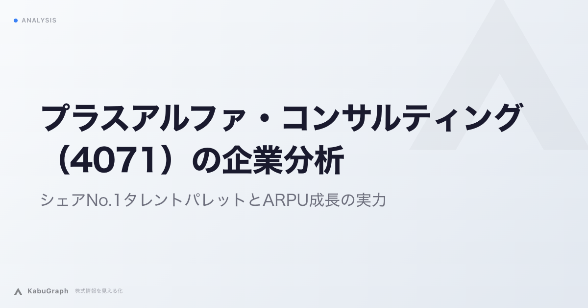 プラスアルファ・コンサルティング（4071）の企業分析｜シェアNo.1タレントパレットとARPU成長の実力