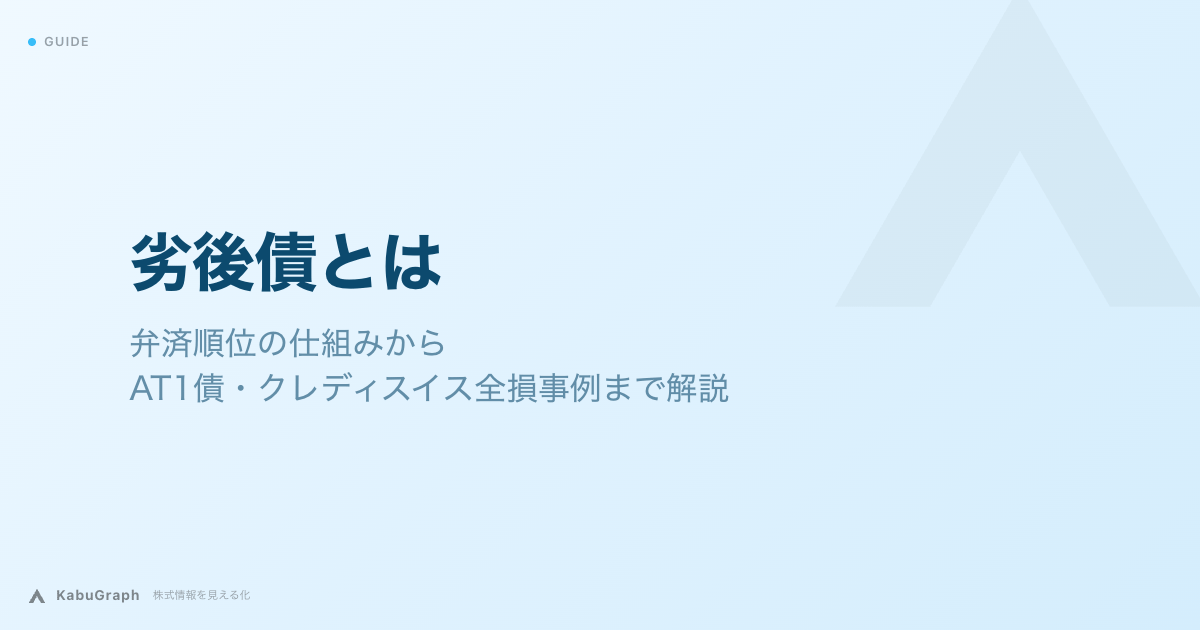 劣後債とは｜弁済順位の仕組みからAT1債・クレディスイス全損事例まで解説