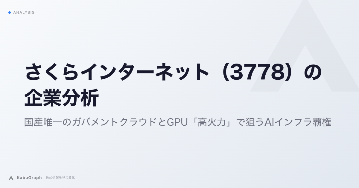 さくらインターネット（3778）の企業分析｜国産唯一のガバメントクラウドとGPU「高火力」の投資回収を読む