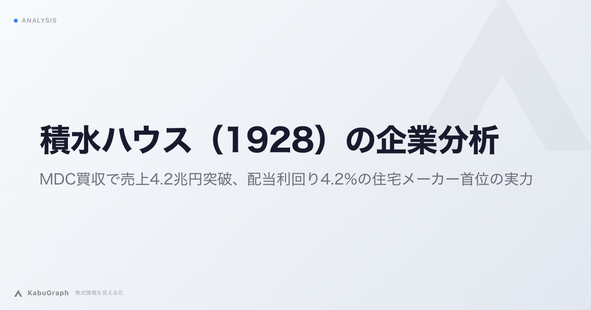積水ハウス（1928）の企業分析｜MDC買収で売上4.2兆円、累積建築275万戸で国内首位・配当利回り4.3%