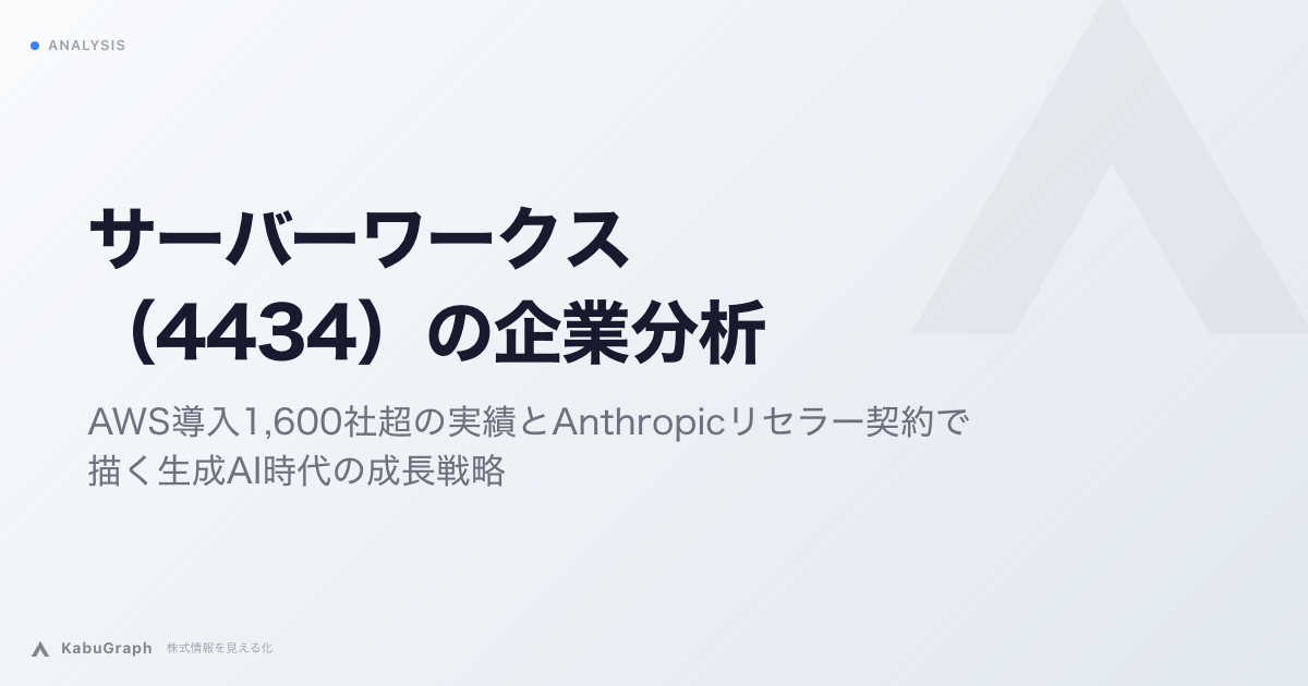 サーバーワークス（4434）の企業分析｜AWS導入1,600社超の実績とAnthropicリセラー契約で描く生成AI時代の成長戦略