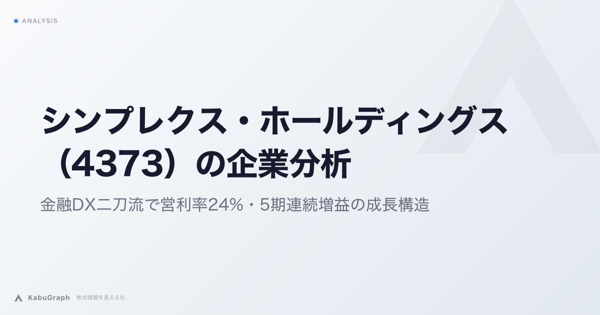 シンプレクス・ホールディングス（4373）の企業分析｜金融DX二刀流で営利率24%・5期連続増益の成長構造