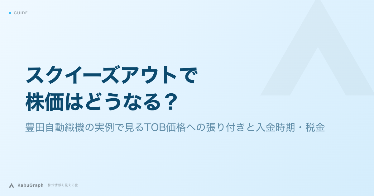 スクイーズアウトで株価はどうなる？｜豊田自動織機の実例で見るTOB価格への張り付きと入金時期・税金