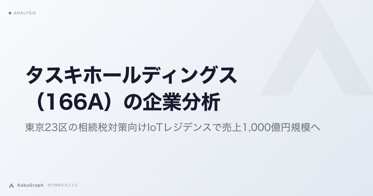タスキホールディングス(166A)の企業分析|東京23区の相続税対策向けIoTレジデンスで売上1,000億円規模へ
