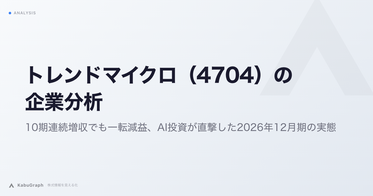 トレンドマイクロ（4704）の企業分析｜10期連続増収でも一転減益、AI投資が直撃した2026年12月期の実態