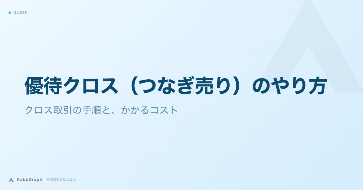 優待クロス(つなぎ売り)のやり方|クロス取引の手順と、かかるコスト
